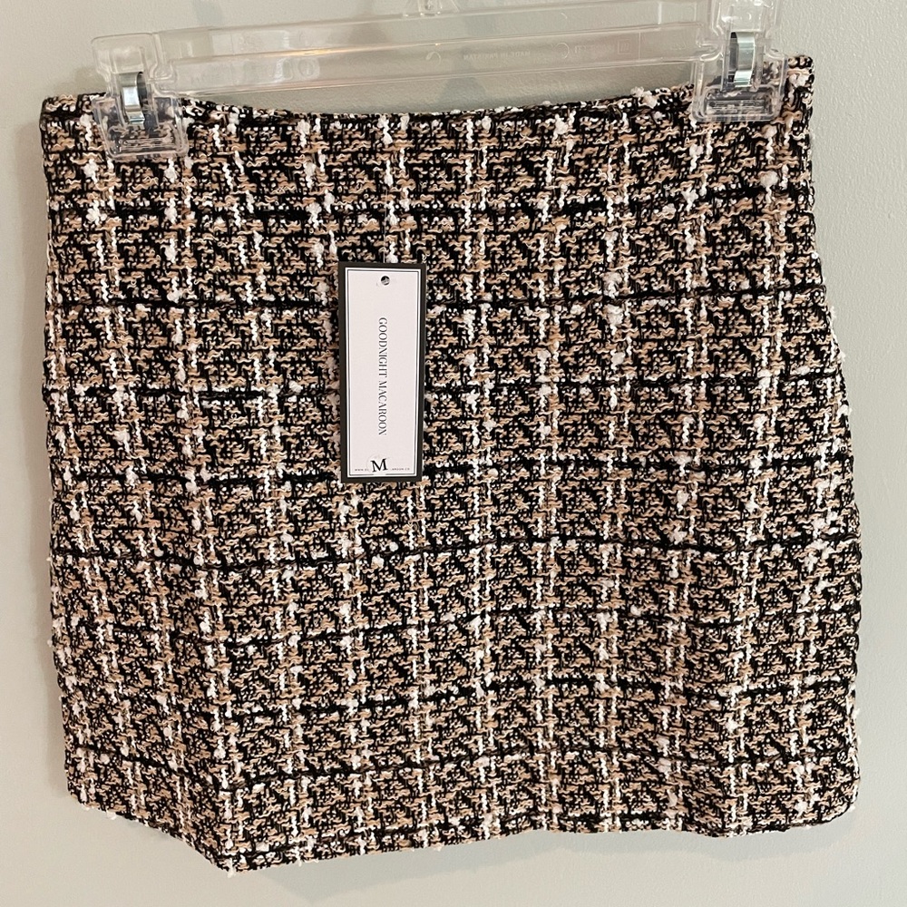 Goodnight Macaroon ANNIE' TWEED PLAID MINI SKIRT size Medium